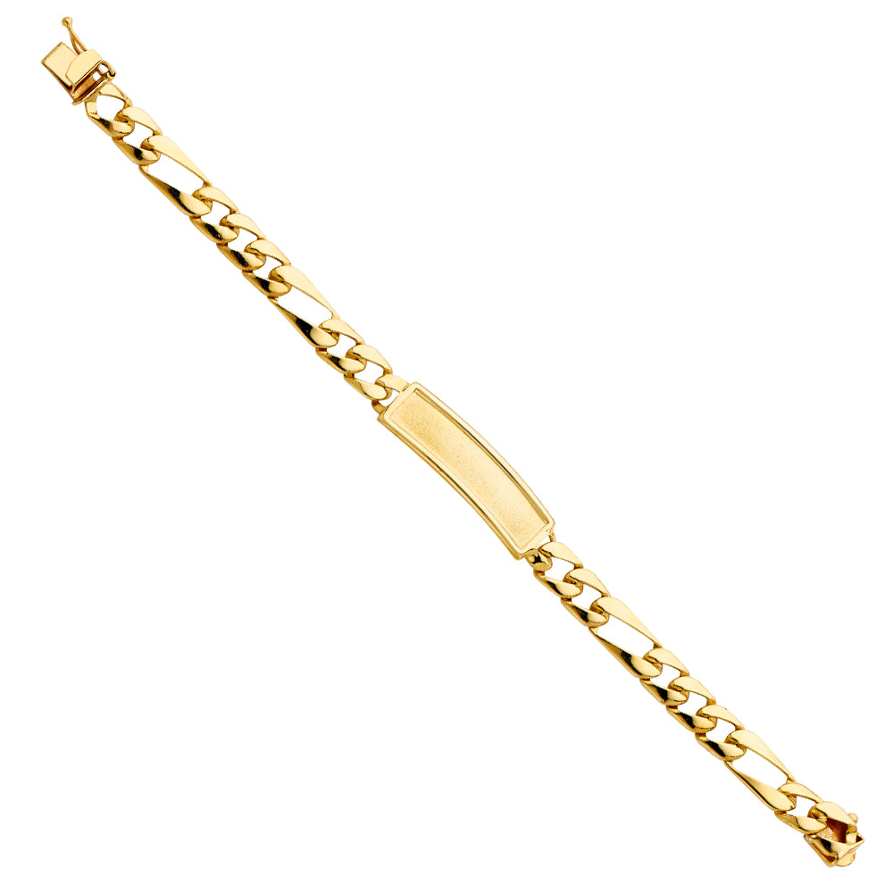 14K Yellow Gold Stamp Figaro Link F-Baby ID Br