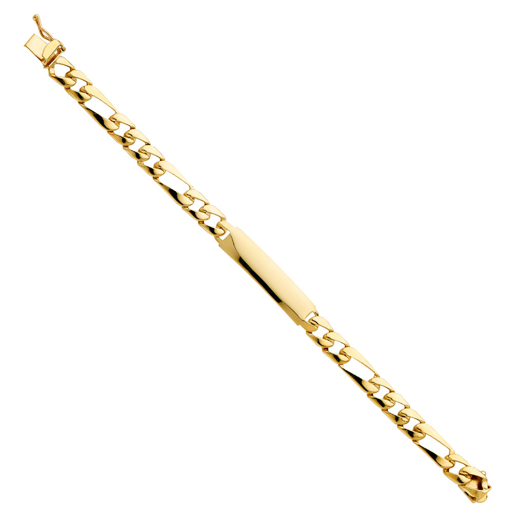 14K Yellow Gold Stamp Figaro Link Baby ID Br