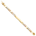 14K Yellow White Rose Gold Stamp Figaro Link Baby ID Br