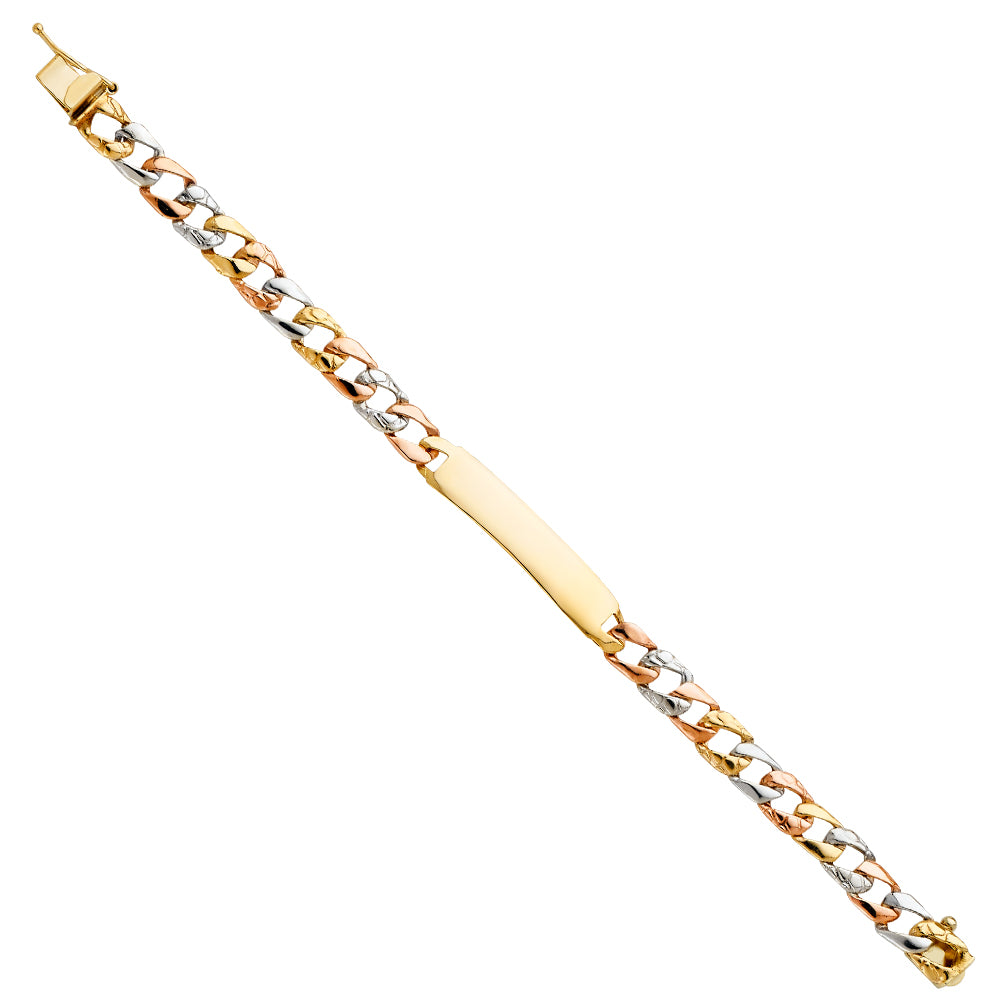 14K Yellow White Rose Gold StampCuban Link Baby ID Br