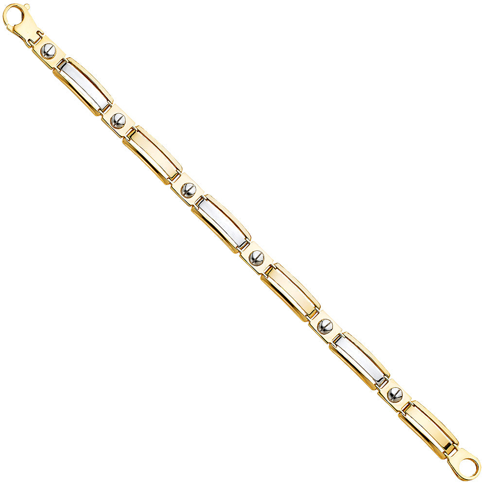 14K Two Tone Gold Men'S Bracelet