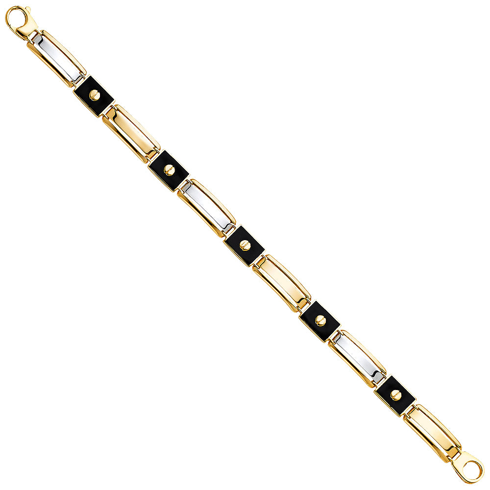 14K Two Tone Gold Men'S Bracelet
