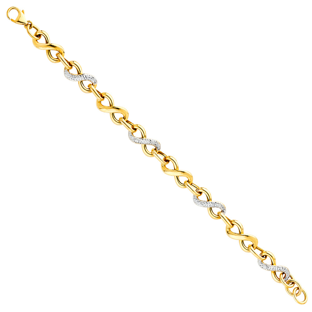 14K Yellow Gold Infinity Hollow Bracelet