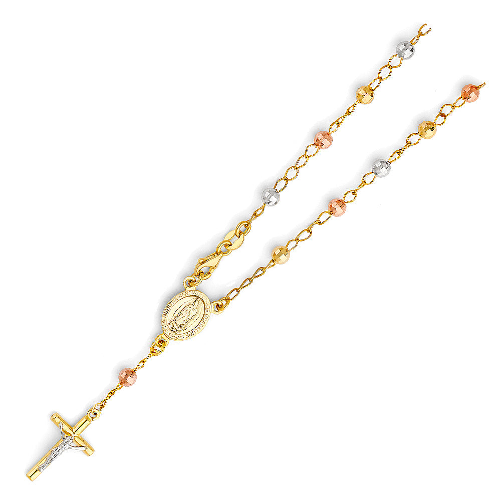 14K Yellow White Rose Gold 4 mm Disco Ball Rosario Br