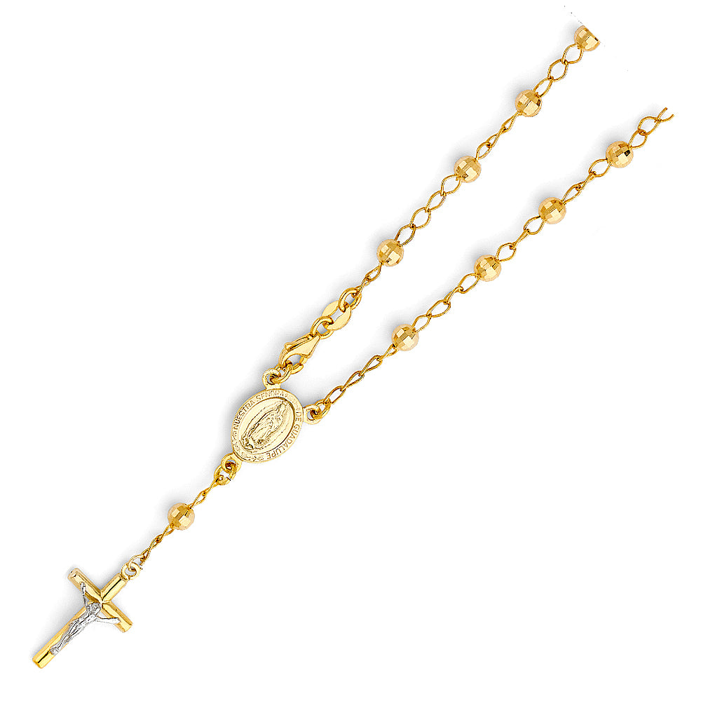 14K Yellow Gold 4 mm Disco Ball Rosario Br
