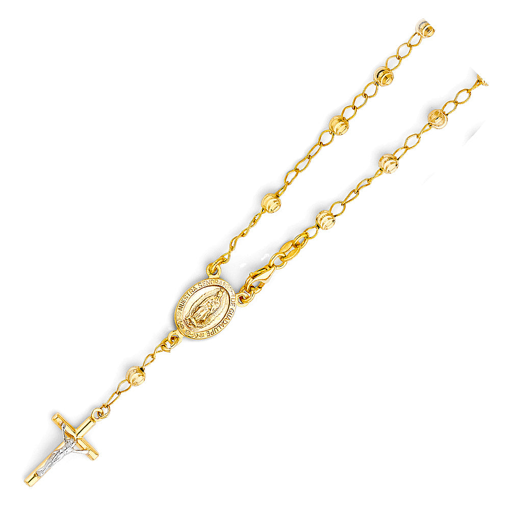 14K Yellow Gold 4 mm Moon Ball Rosario Br