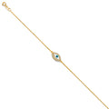 14K Yellow Gold Evil Eye Chain Bracelet