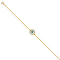 14K Yellow Gold Evil Eye Chain Bracelet
