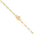 14K Yellow White Rose Gold Guadalupe Crown CZ Bracelet