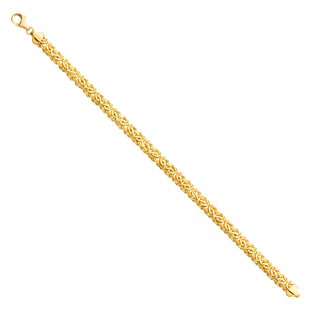 14K Yellow Gold Oval Hollow Byzantine Bracelet