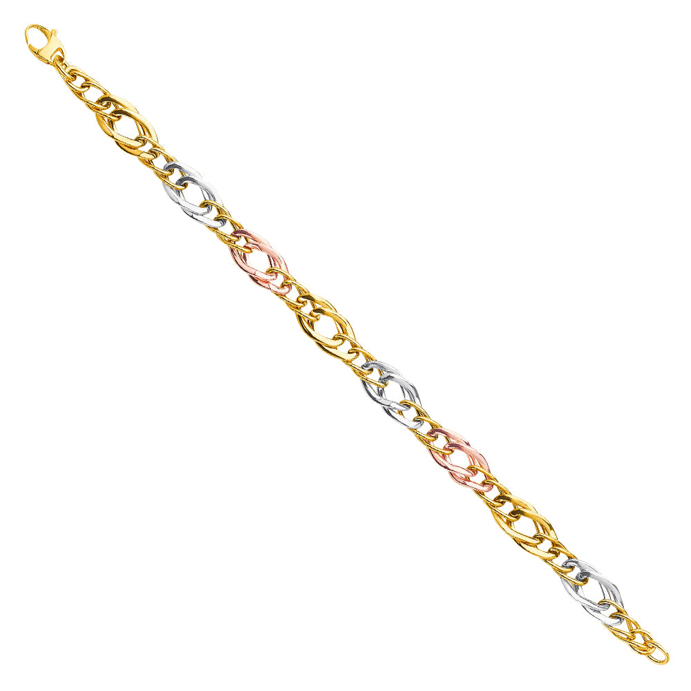 14K Yellow White Rose Goldolor Fancy Hollow Bracelet