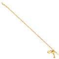 14K Yellow Gold Heart & Key Pendant Hollow Bracelet