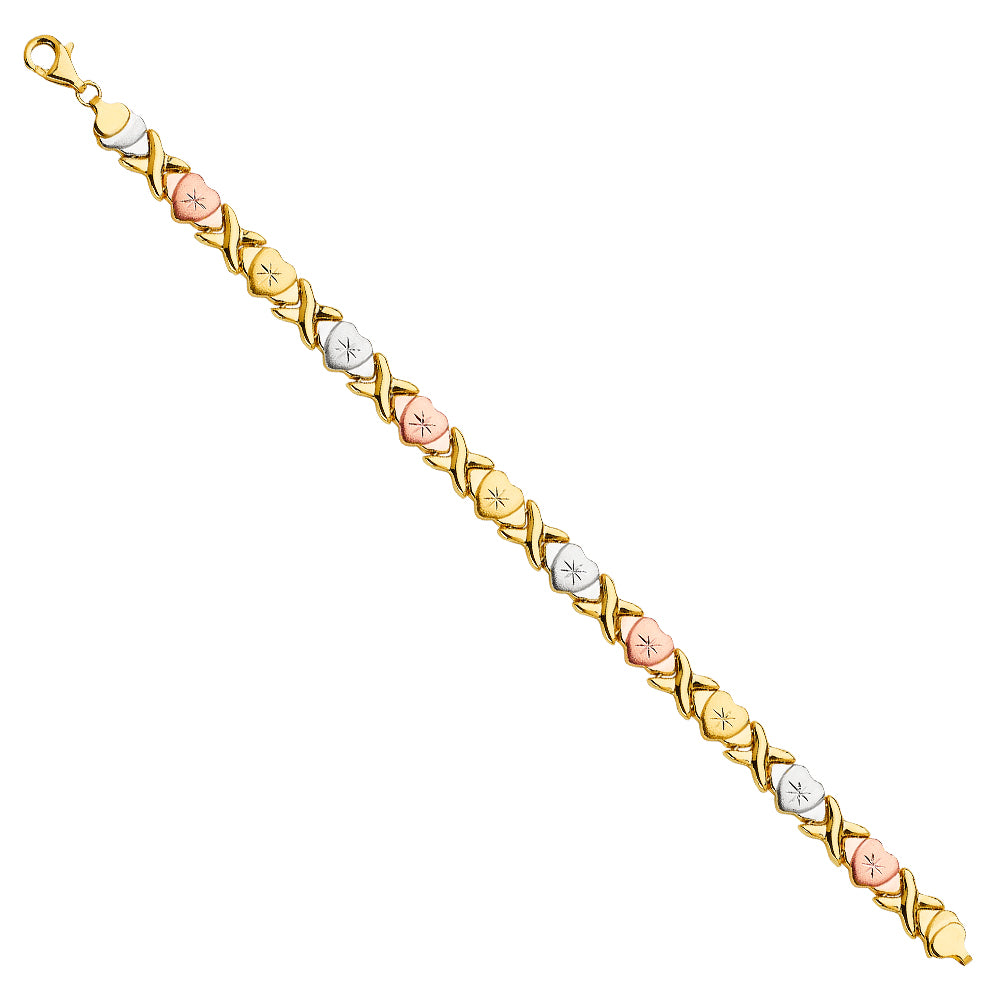 14K Yellow White Rose Goldolor Stampato Bracelet