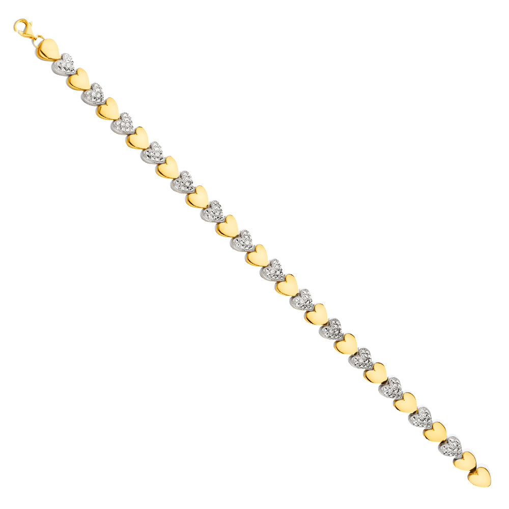 14K Two Tone Goldone Crystal Diamond Cut Bracelet