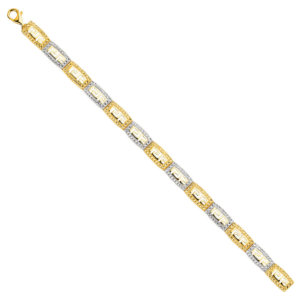 14K Two Tone Goldone Crystal Diamond Cut Bracelet
