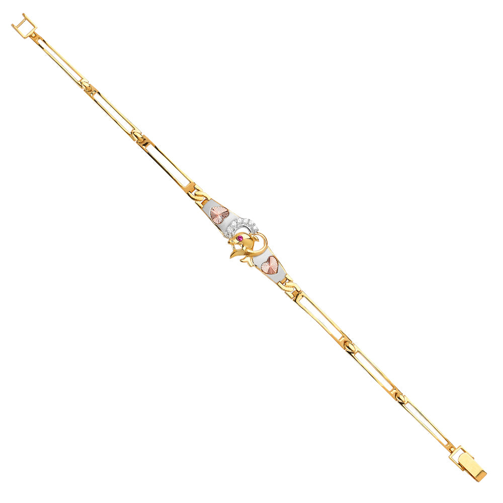 14K Yellow White Rose Goldolor Dolphine Bracelet
