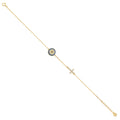 14K Yellow Gold CZ Evil Eye Chain Bracelet
