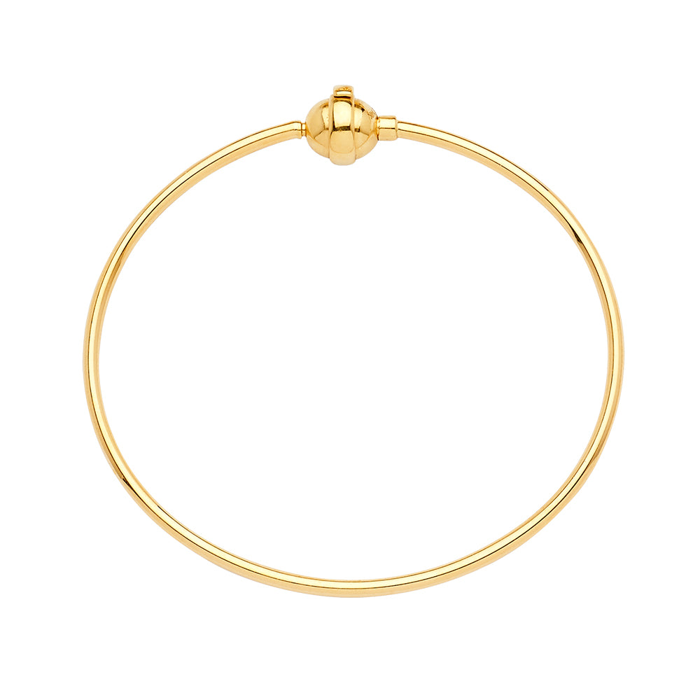 14K Yellow Gold Hollow Bangle For Mix & Match
