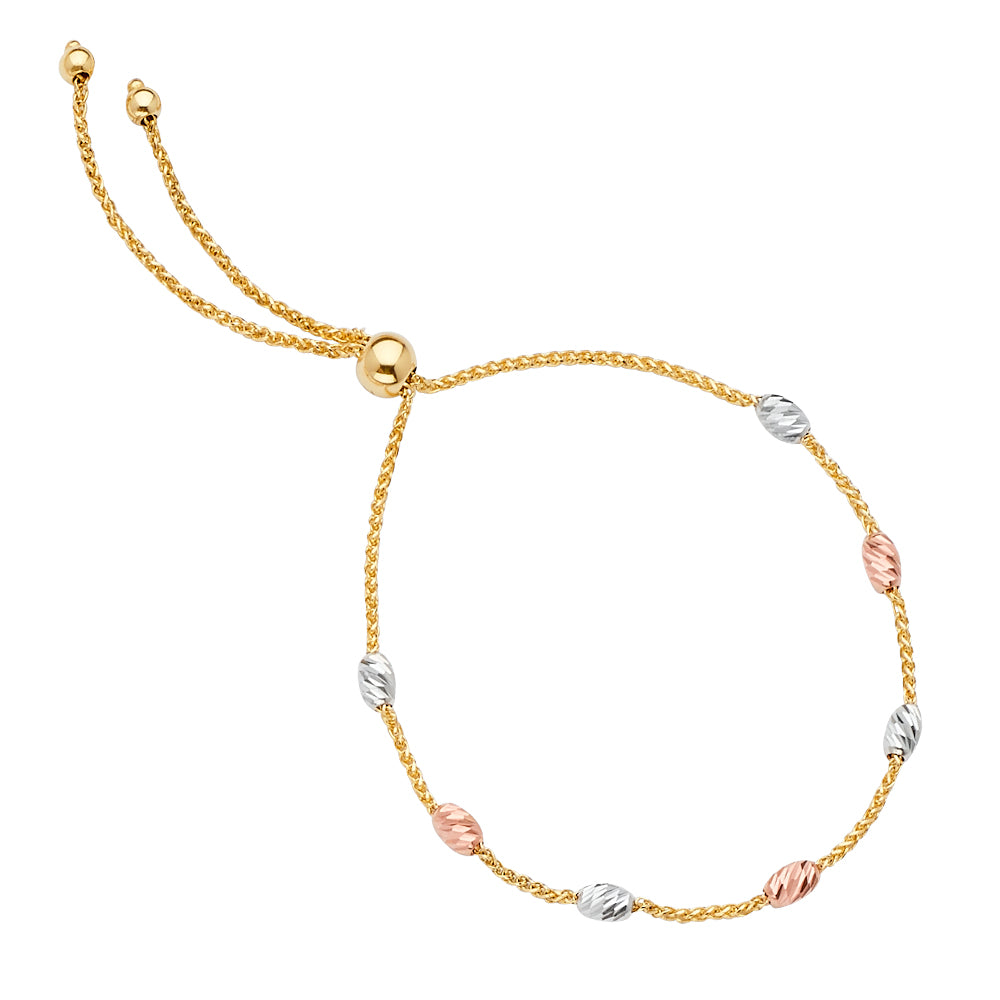 14K Yellow White Rose Goldolor Friendship Bracelet