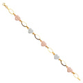 14K Yellow Gold CZ Heart Bracelet