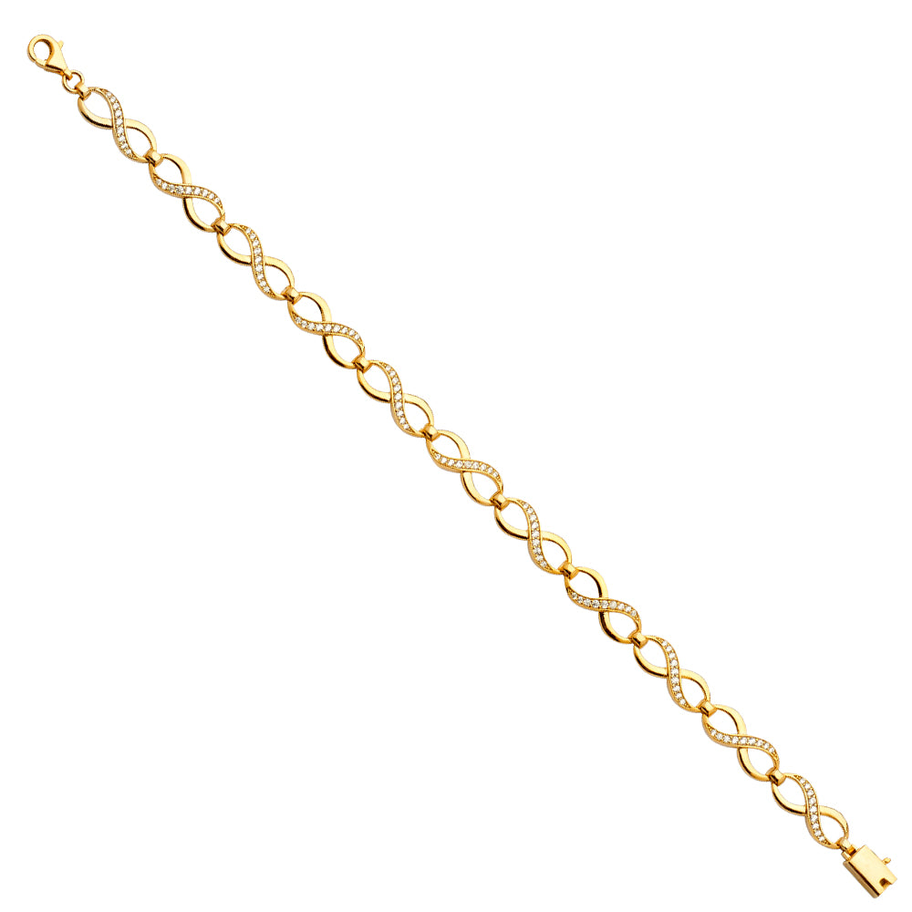 14K Yellow Gold CZ Infiniti Bracelet
