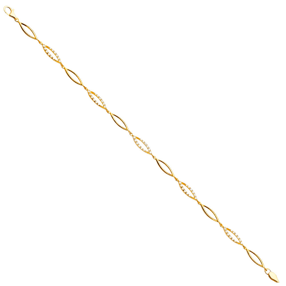 14K Yellow Gold CZ Infiniti Bracelet