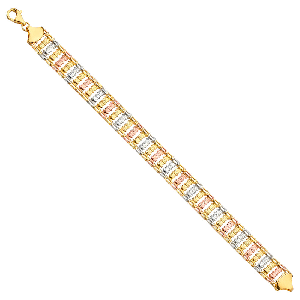 14K Yellow White Rose Goldolor Fancy Bracelet