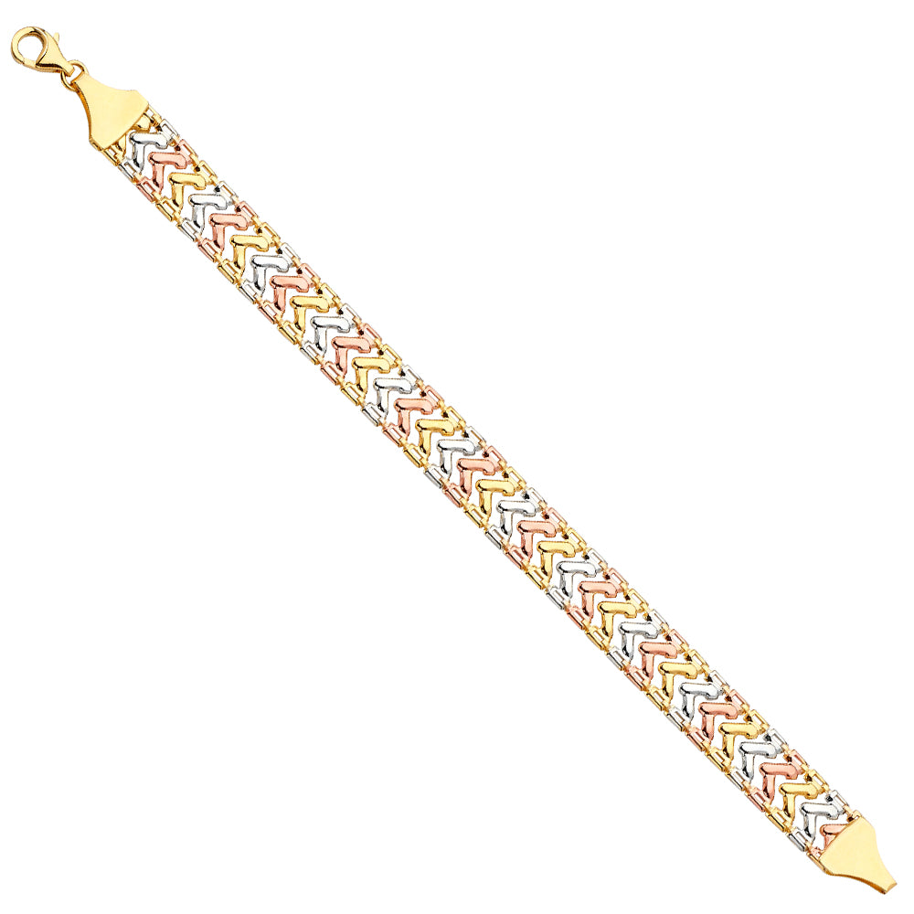 14K Yellow White Rose Goldolor Fancy Bracelet