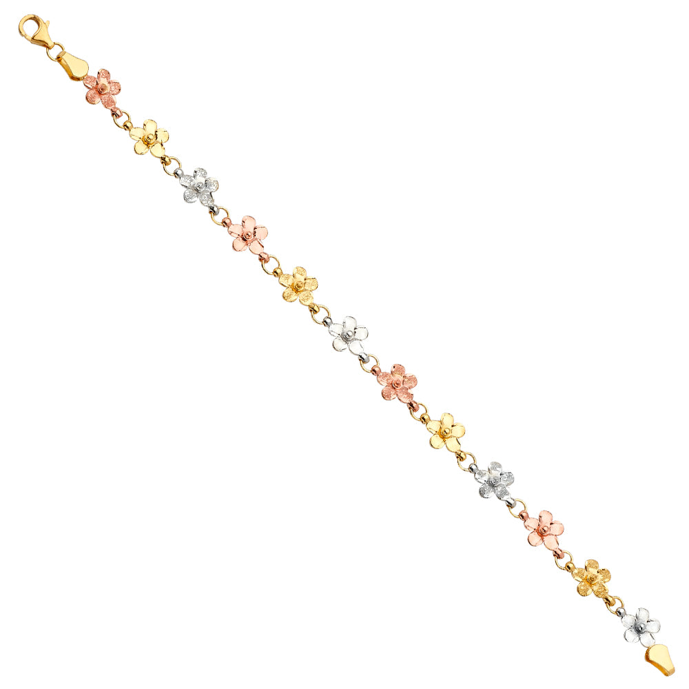 14K Yellow White Rose Goldolor Fancy Bracelet