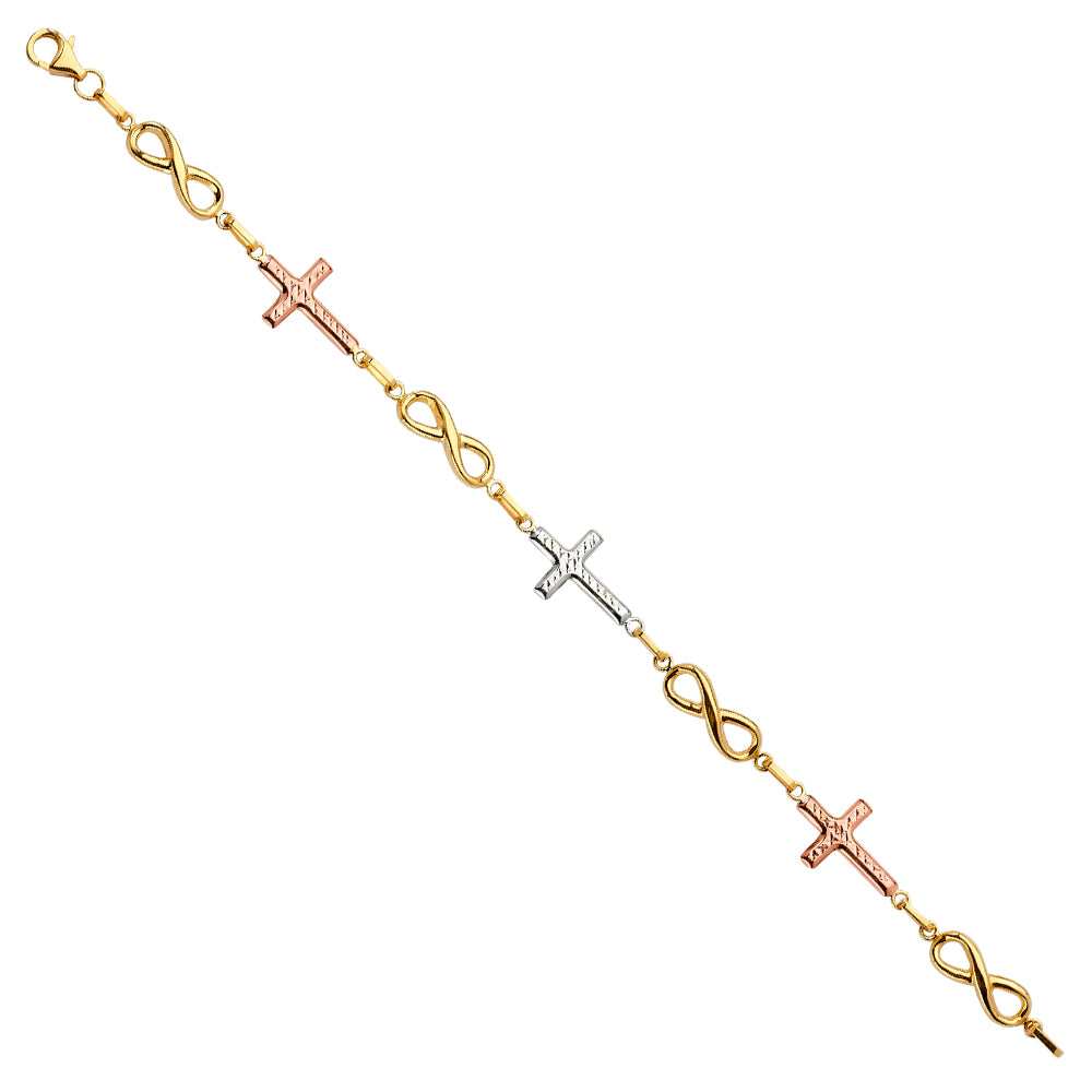 14K Yellow White Rose Goldolor Fancy Bracelet