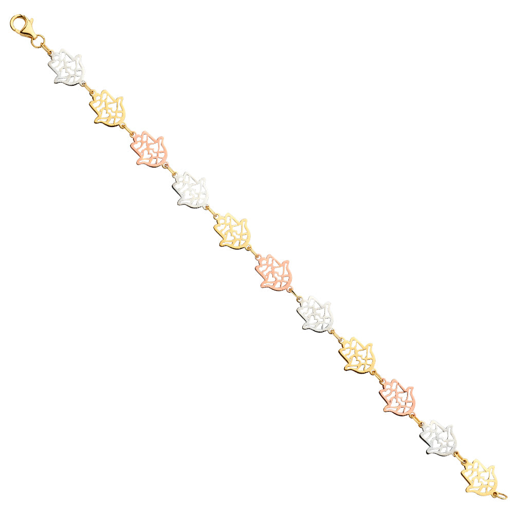 14K Yellow White Rose Goldolor Fancy Bracelet