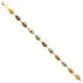14K Yellow Gold Hamsa Multi Color Evil Eye Bracelet