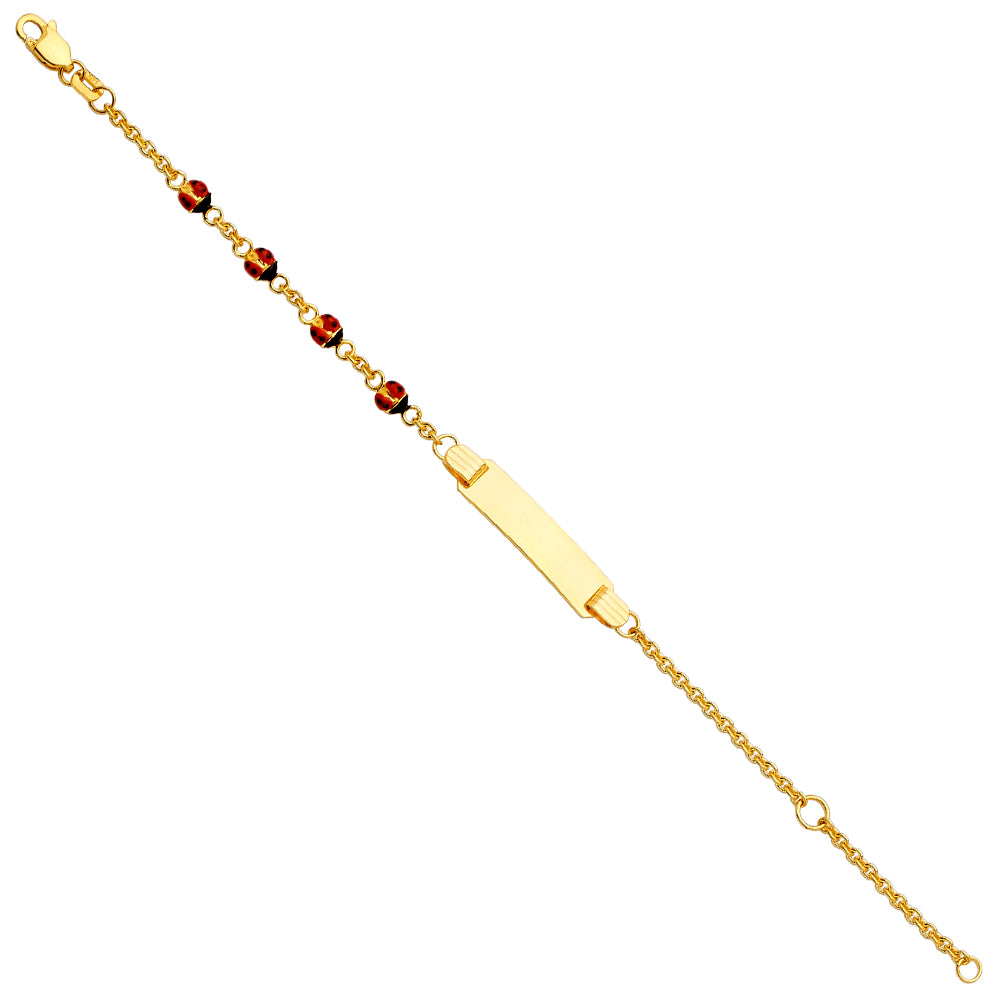 14K Yellow Gold Baby ID Bracelet W/Lady Bug