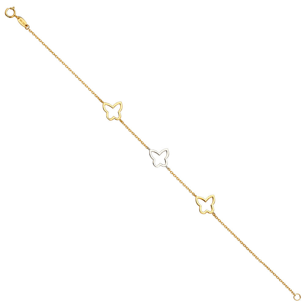 14K Yellow White Rose Gold Light Chain Bracelet