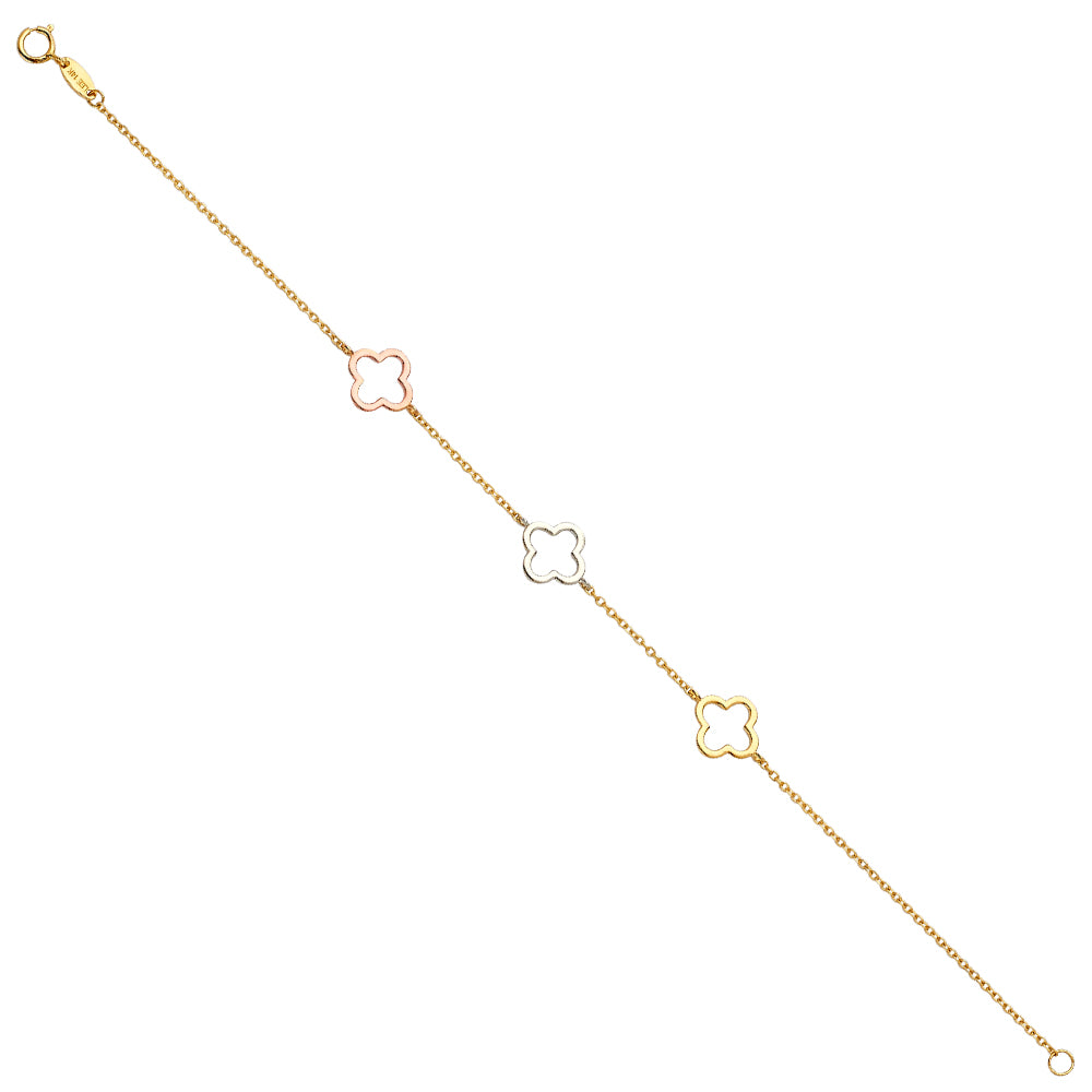 14K Yellow White Rose Gold Light Chain Bracelet