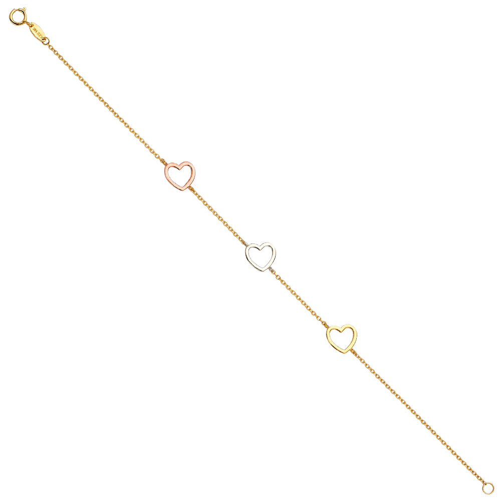 14K Yellow White Rose Gold Light Chain Bracelet
