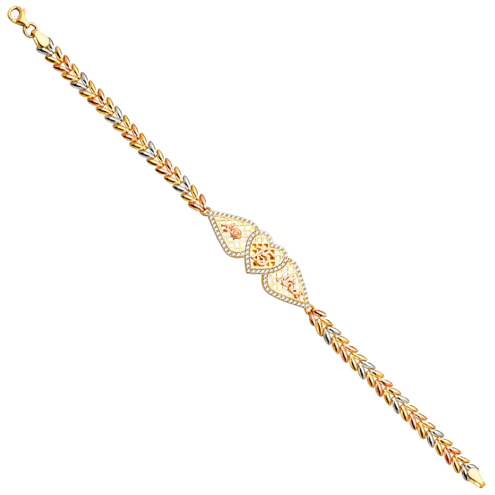 14K Yellow White Rose Goldolor 15 Years ID Bracelet