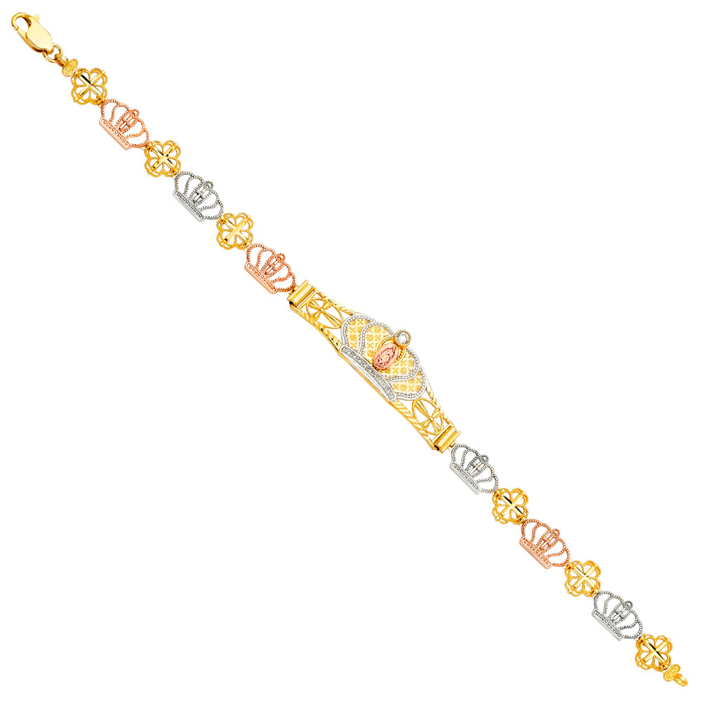 14K Yellow White Rose Goldolor Guadalupe ID Bracelet