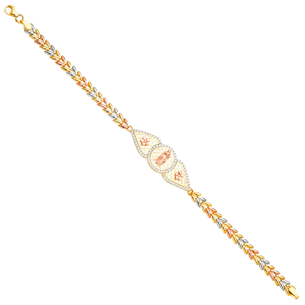 14K Yellow White Rose Goldolor Guadalupe ID Bracelet