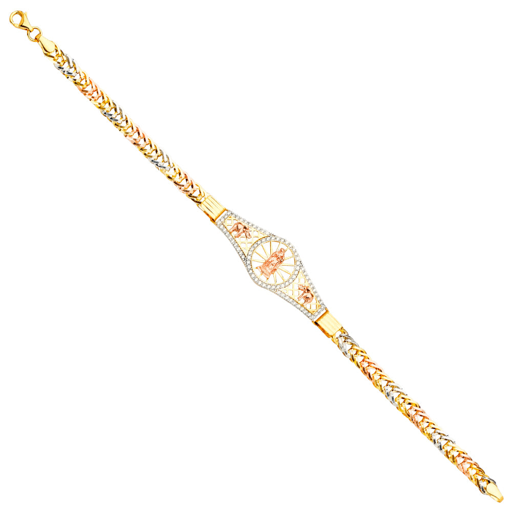 14K Yellow White Rose Goldolor Guadalupe ID Bracelet