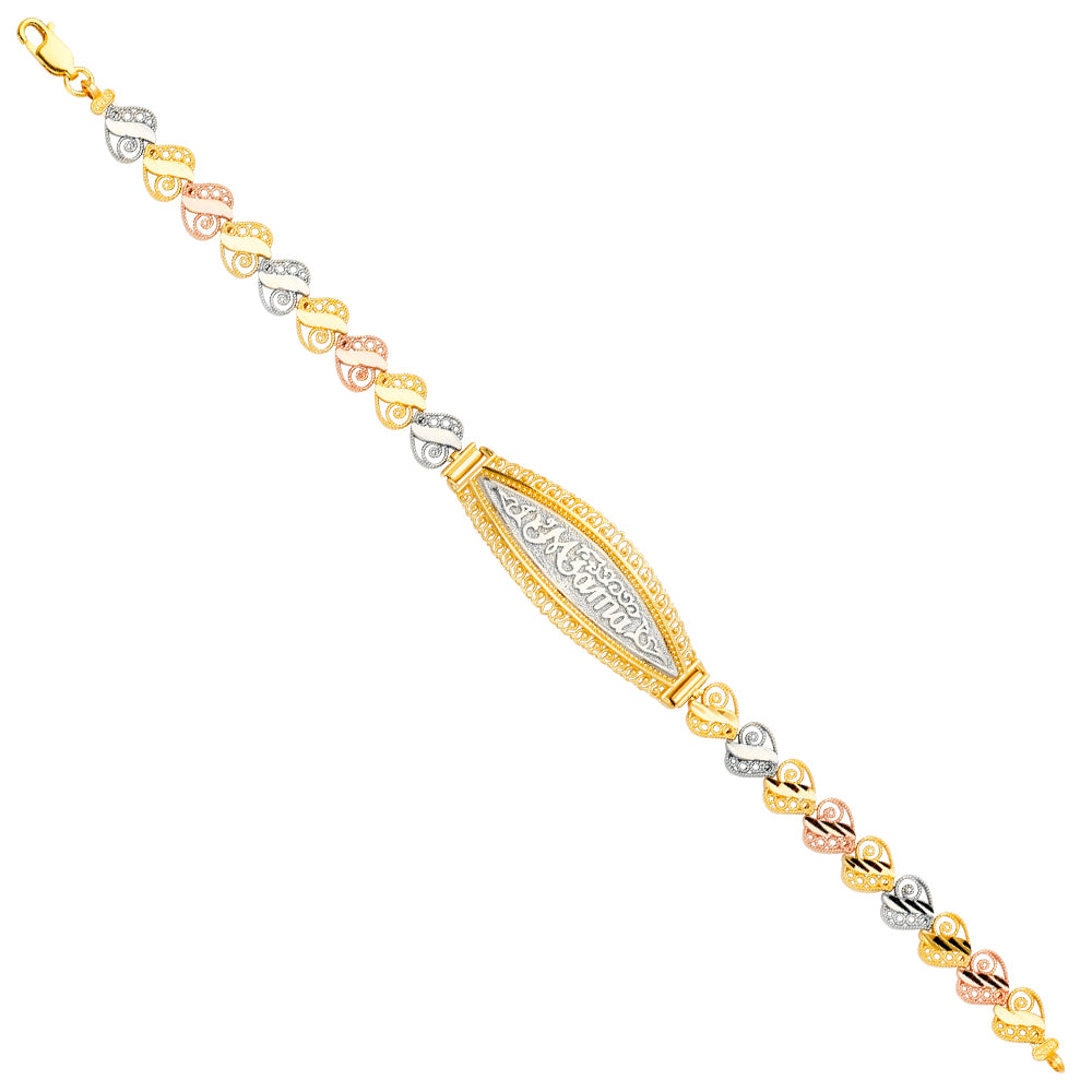 14K Yellow White Rose Goldolor Mama ID Bracelet