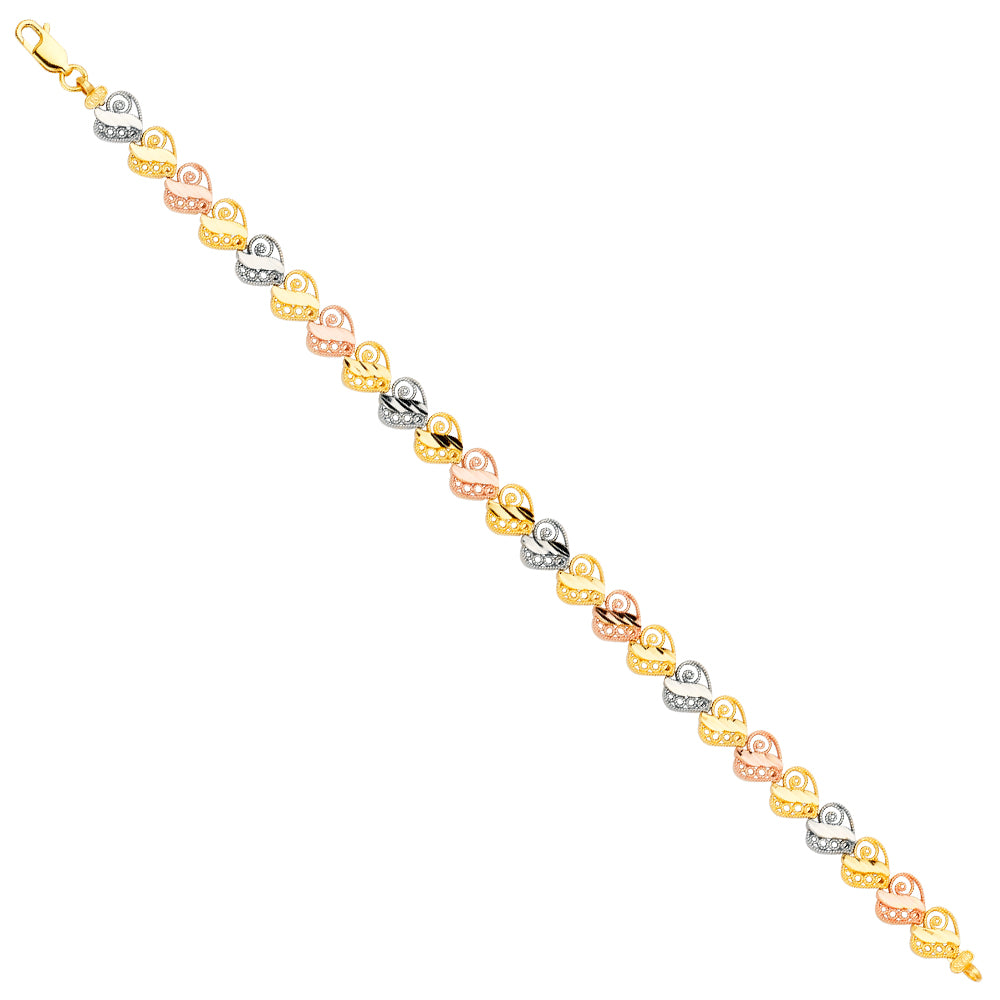 14K Yellow White Rose Goldolor Bracelet