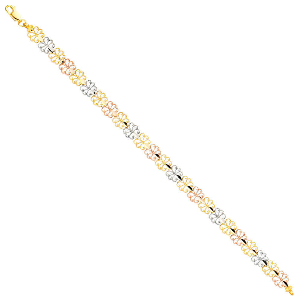 14K Yellow White Rose Goldolor Bracelet