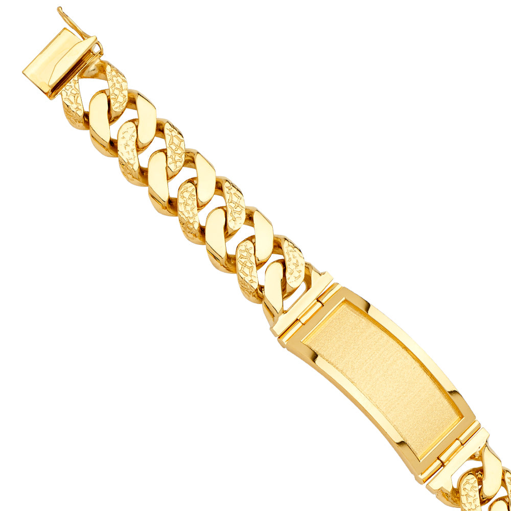 14K Yellow Gold Solid Link ID Bracelet