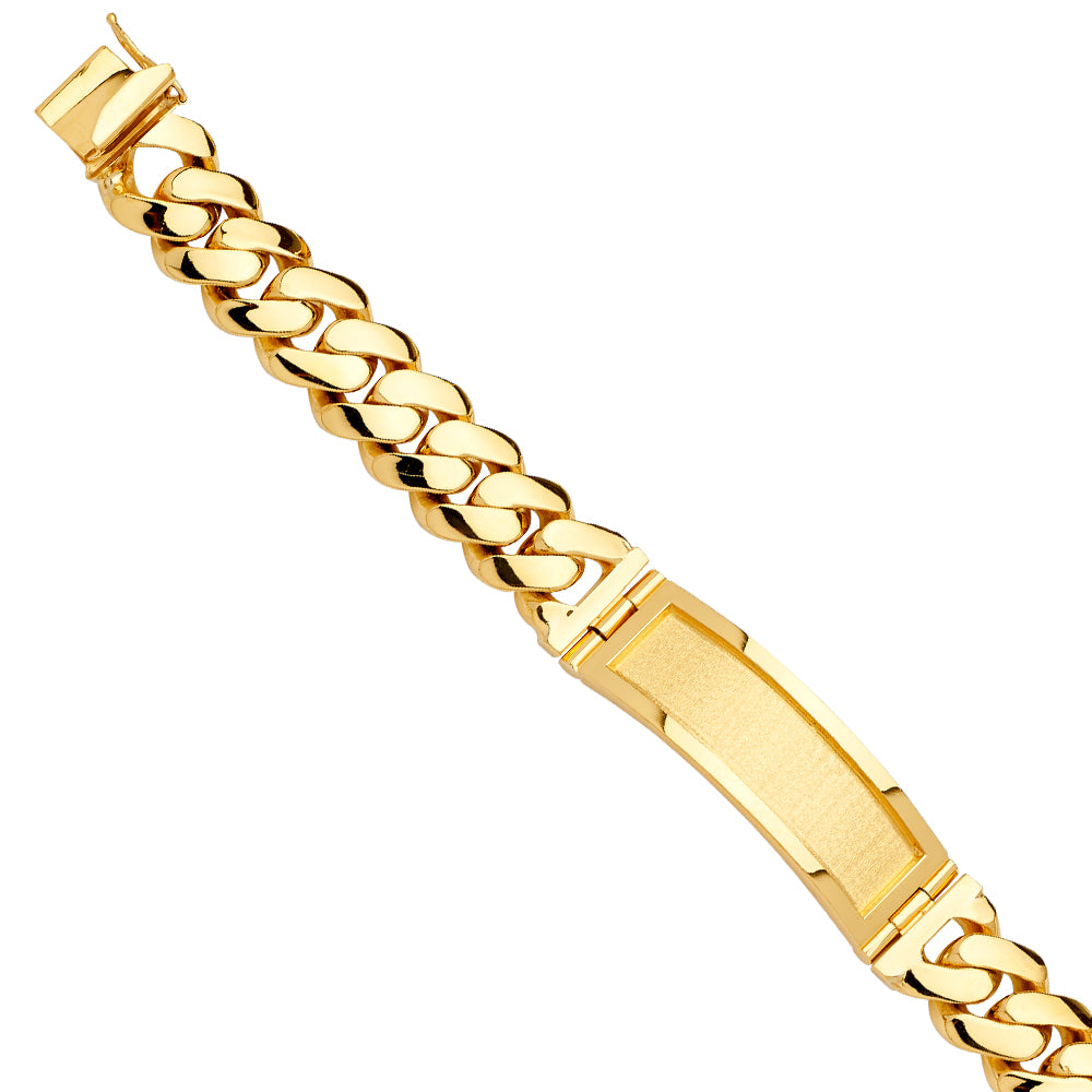 14K Yellow Gold Solid Link ID Bracelet