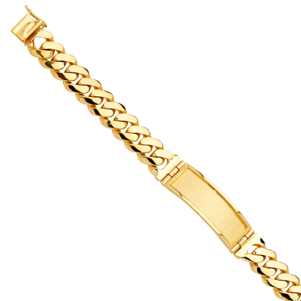 14K Yellow Gold Solid Link ID Bracelet