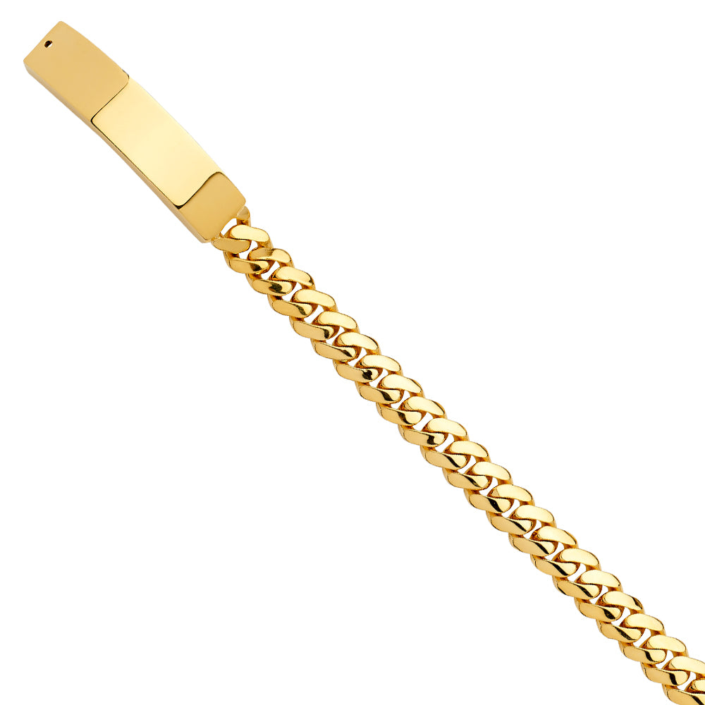 14K Yellow Gold Solid Link Military ID Bracelet