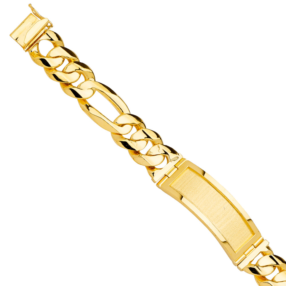 14K Yellow Gold Solid Link ID Bracelet