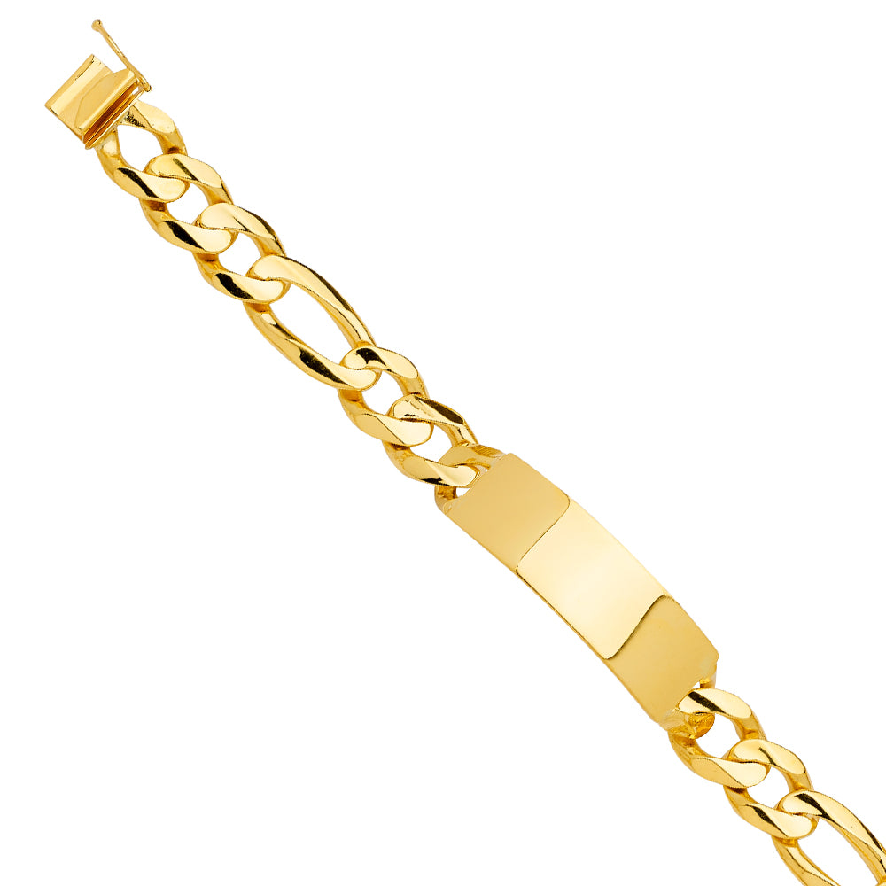 14K Yellow Gold Solid Link ID Bracelet