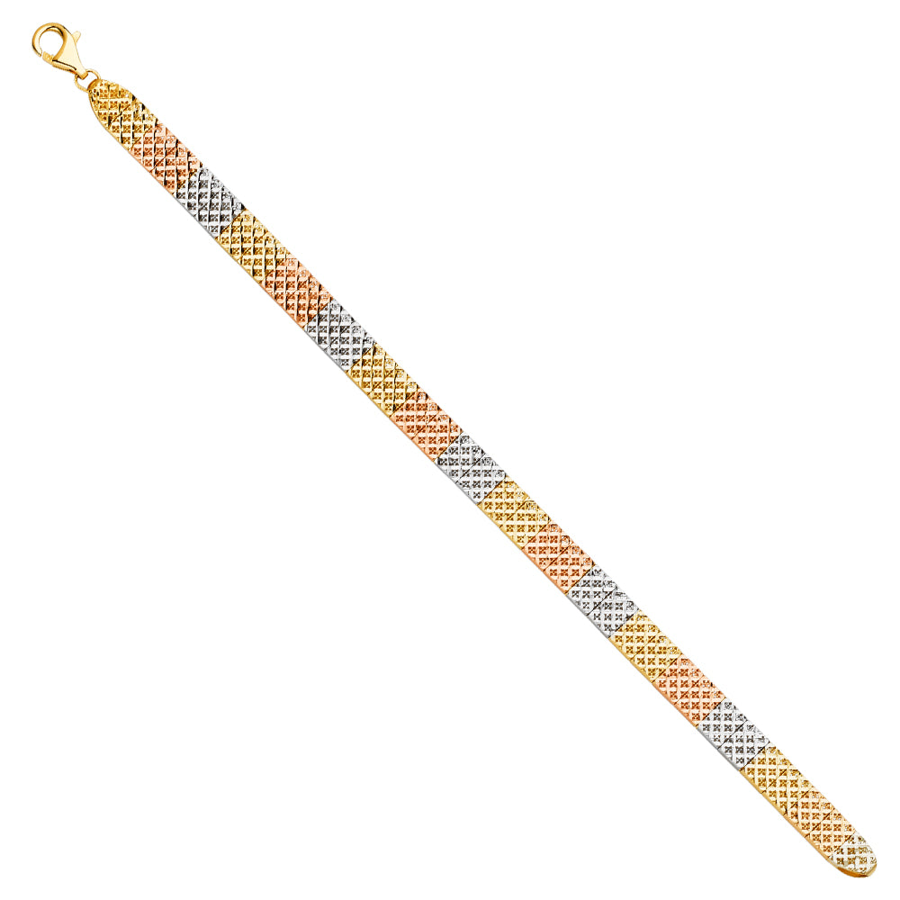 14K Yellow White Rose Goldolor Crystal Cut Bracelet